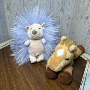 Plush Hedgehog and Horse Toy Bundle